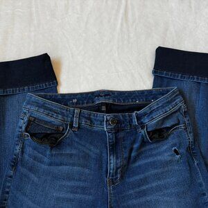 White House Black Market Dark Blue Cuffed/Uncuffed the Slim Jeans size 10